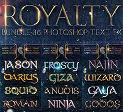 36个至尊级动漫游戏战争类PS样式：Royalty Bundle - 36 Photoshop Text FX